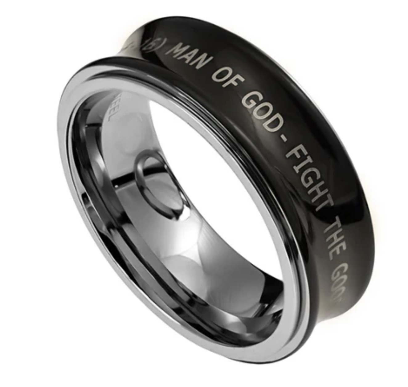 Man Of God Black Spinner Ring